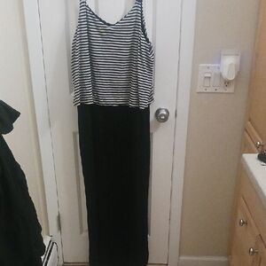 Spense Black and White Striped Maxi Dress
